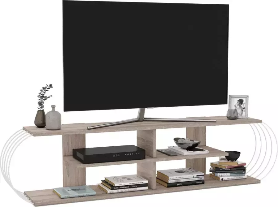 En.casa TV meubel Robertsfors 180x31x42 cm eiken en wit