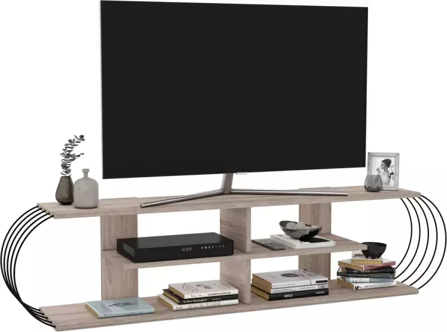 En.casa TV meubel Robertsfors 180x31x42 cm eiken en zwart