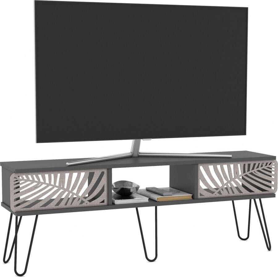 En.casa TV meubel Salangen 139x30x49 cm antraciet en zwart