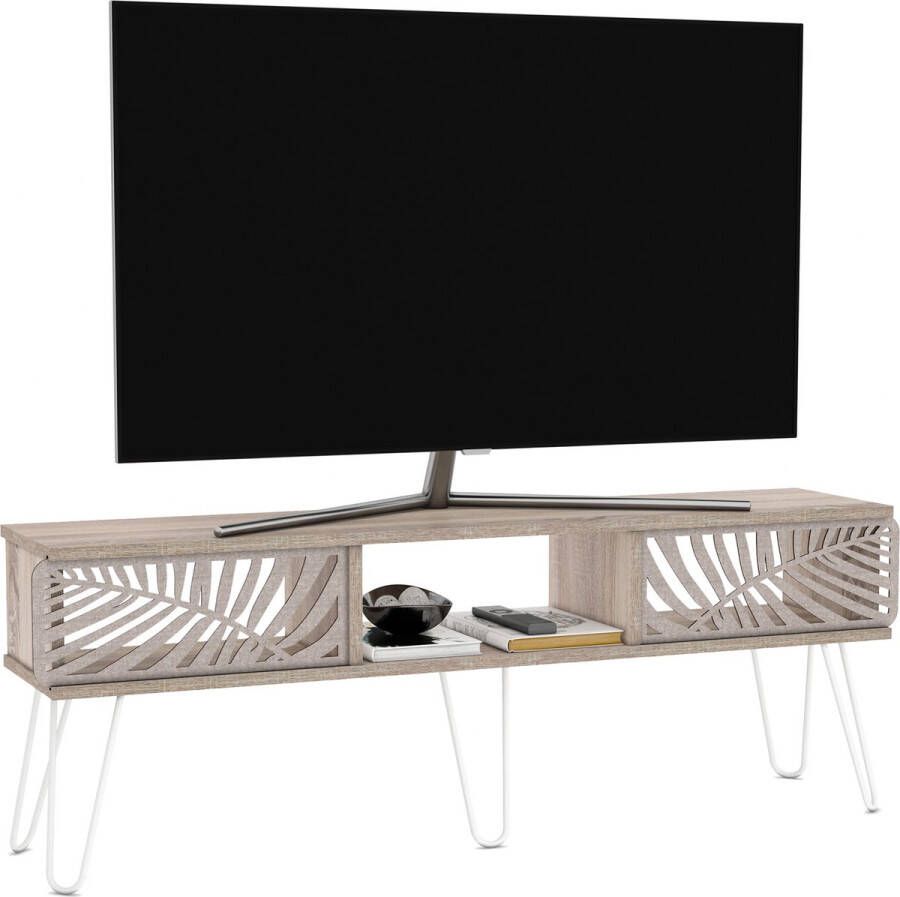 En.casa TV meubel Salangen 139x30x49 cm eiken en wit