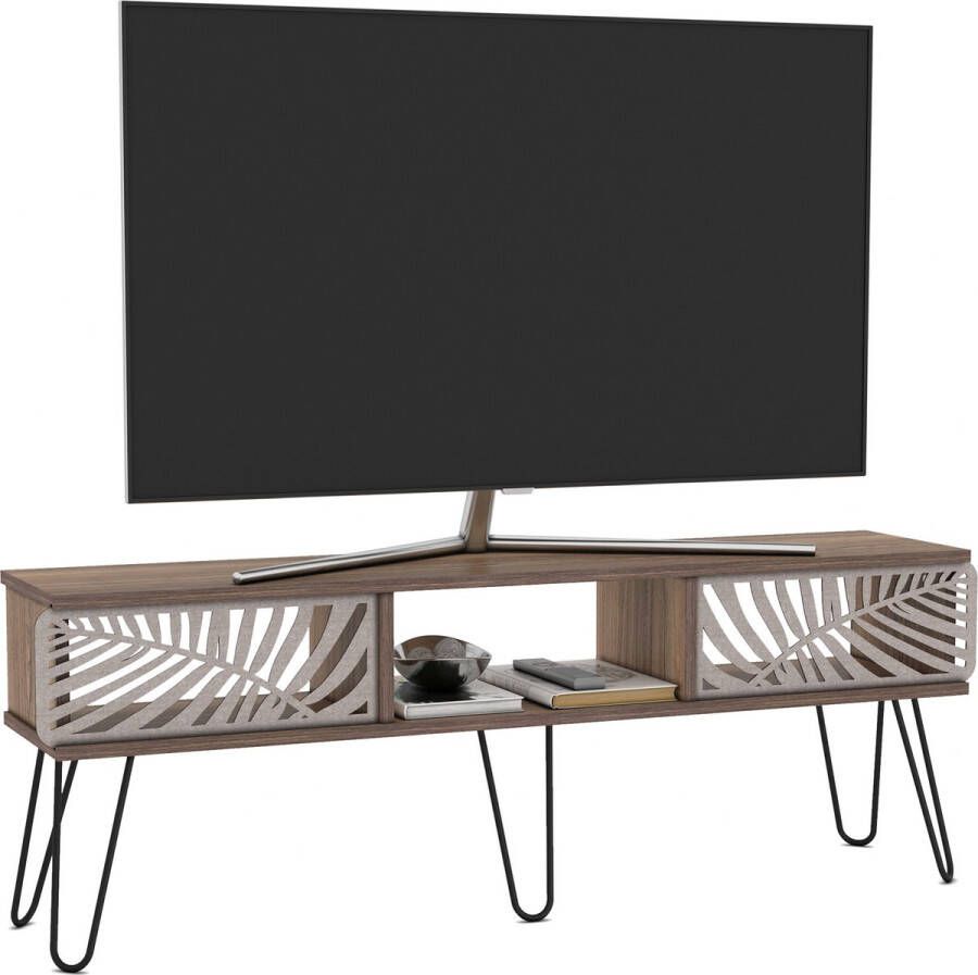 En.casa TV meubel Salangen 139x30x49 cm walnootkleurig en zwart