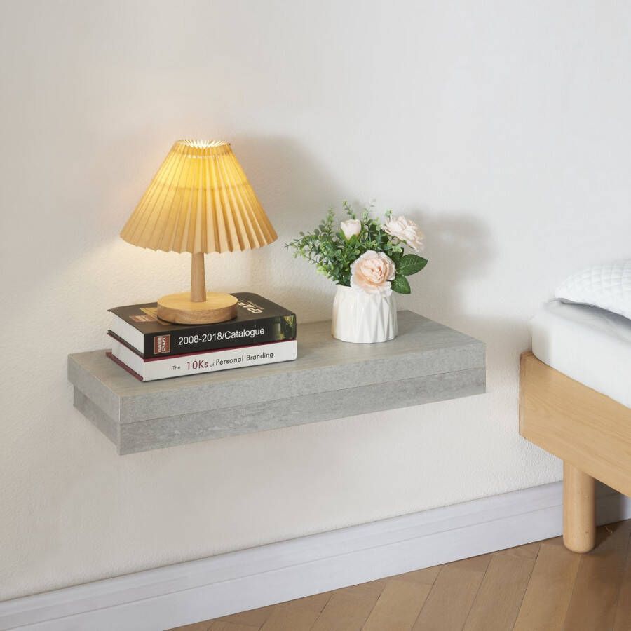En.casa Wandplank Karkkila met lade 60x23 5x8 cm betonkleurig
