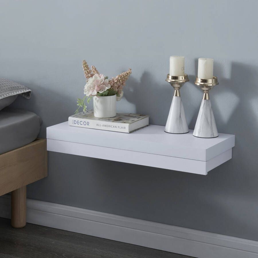 En.casa Wandplank Karkkila met lade 60x23 5x8 cm wit