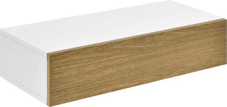 En.casa [ ] Wandplank met lade 50x24x12cm wit en houtlook