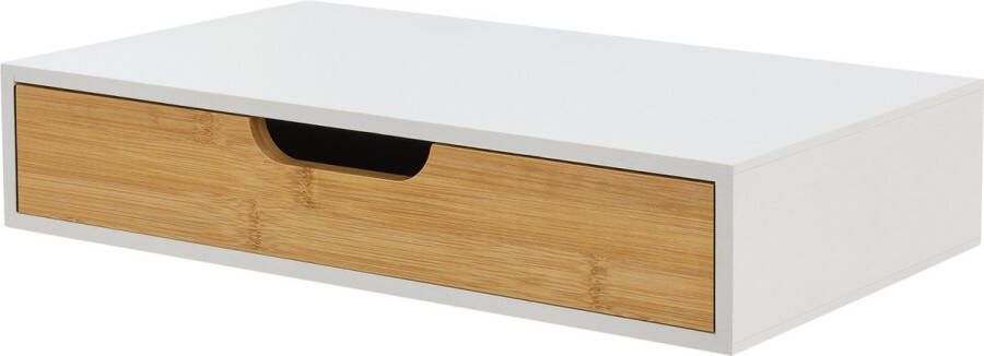 En.casa Wandplank met lade Bokn bamboe 40x24x8 cm wit [ ]