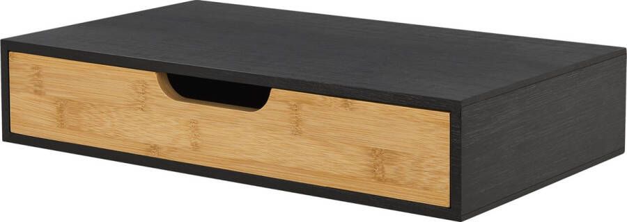 En.casa Wandplank met lade Bokn bamboe 40x24x8 cm zwart