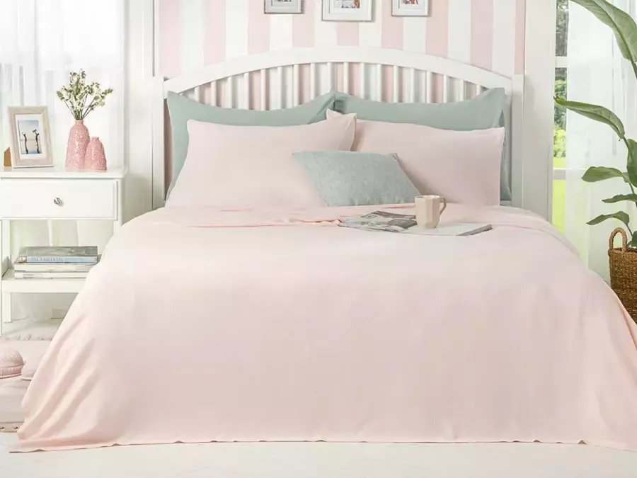 English Home Cool Stripe EenPersoon Bed Sprei Set 150x220 cm Roze