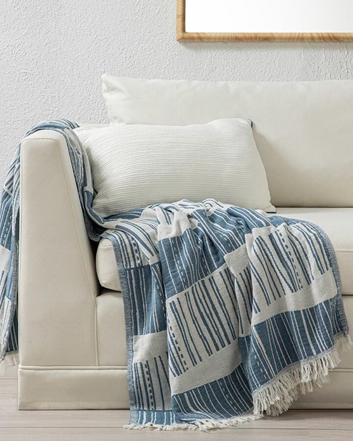 English Home 100% Katoenen Sprei voor Sofa Bed Bank Cover 130x170cm Marineblauw