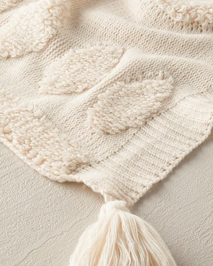 English Home Helena Katoen Gebreid Plaid Woondeken Banksprei 130x170 cm Beige