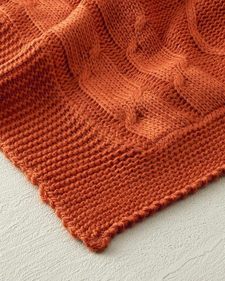 English Home Gebreid Plaid Woondeken 130x170 cm Rood-Bruin (Brick)