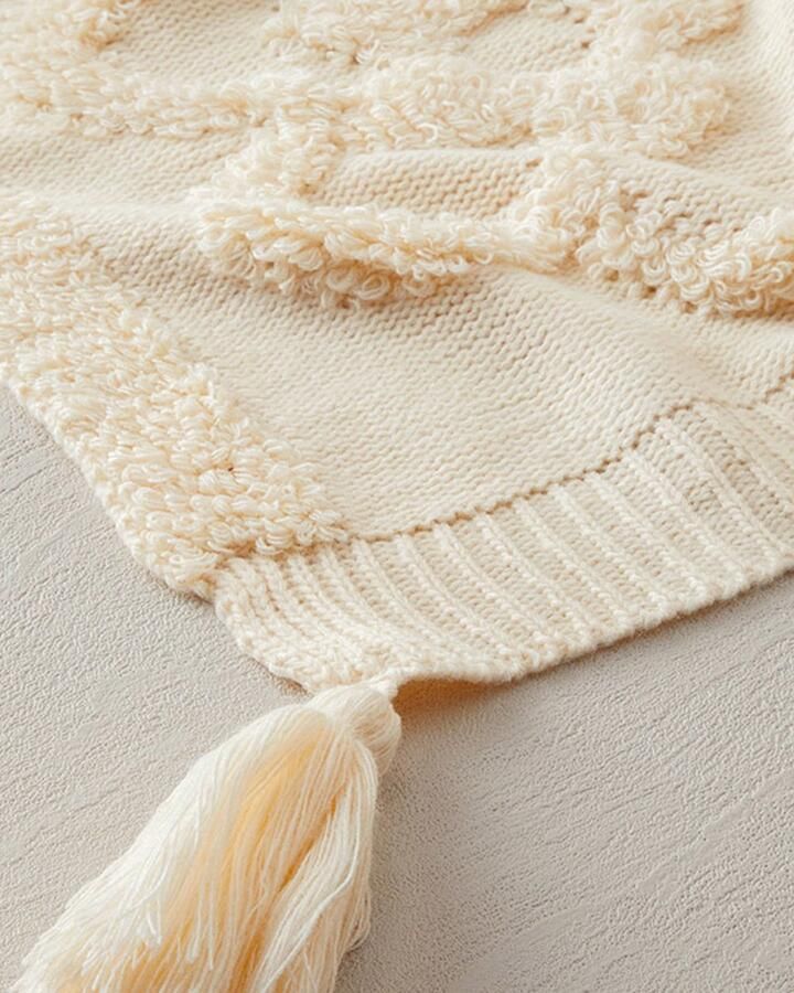 English Home Helena Katoen Gebreid Plaid Woondeken Banksprei 130x170 cm Beige - Foto 2