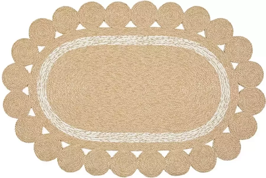 English Home Lupita Jute Decoratief Vloerkleed Mat 100x150 cm Naturel-Wit