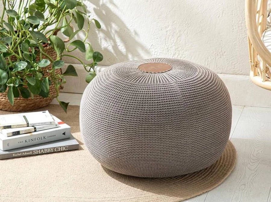 English Home poef zitbank 37x 50 Cm Rond Bruin