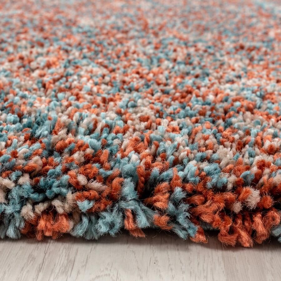 Enjoy Hoogpolig vloerkleed gemêleerd patroon terracotta kleur vloerkleed voor de woonkamer jute achterkant afmeting: 120 cm x 170 cm - Foto 2