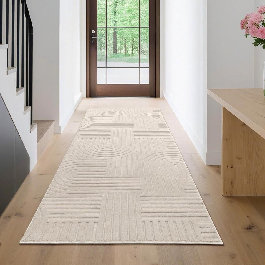 Enyhom Runner Hal Beige Keukenloper Antislip 80x200cm Wasbare Tapijtloper Modern Halttapijt voor Entree Slaapkamer Woonkamer