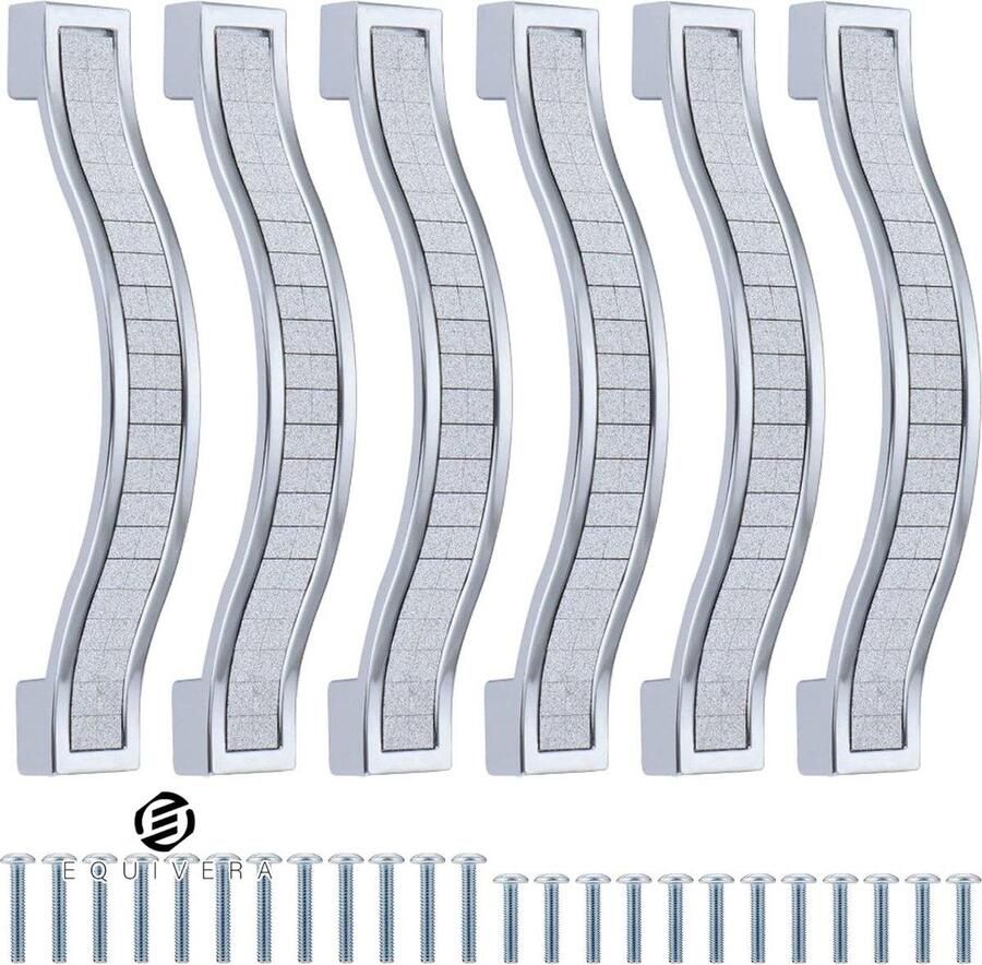 Equivera 6 stuks Kastgrepen Glanzende kristallen grepen Strass ladehandgrepen Moderne kastboog Meubeldeurgrepen 96mm Gatafstand