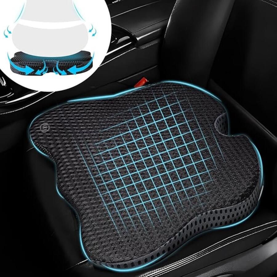 Equivera Autowigkussen Wigkussen Auto Geheugenfoam Zitkussen Auto Booster Kussen voor Volwassenen Wigkussen voor Auto Bureau Rolstoel