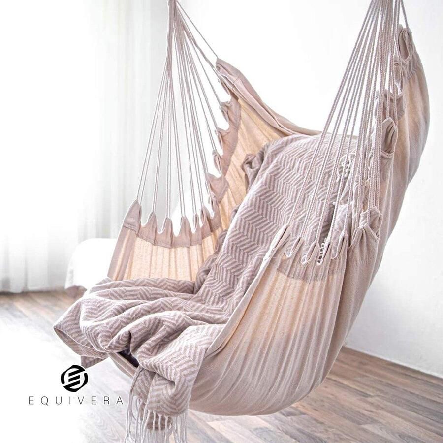 Equivera Hangstoel – hammock stoel – binnen en buiten – hangnestje – luxe hangstoel
