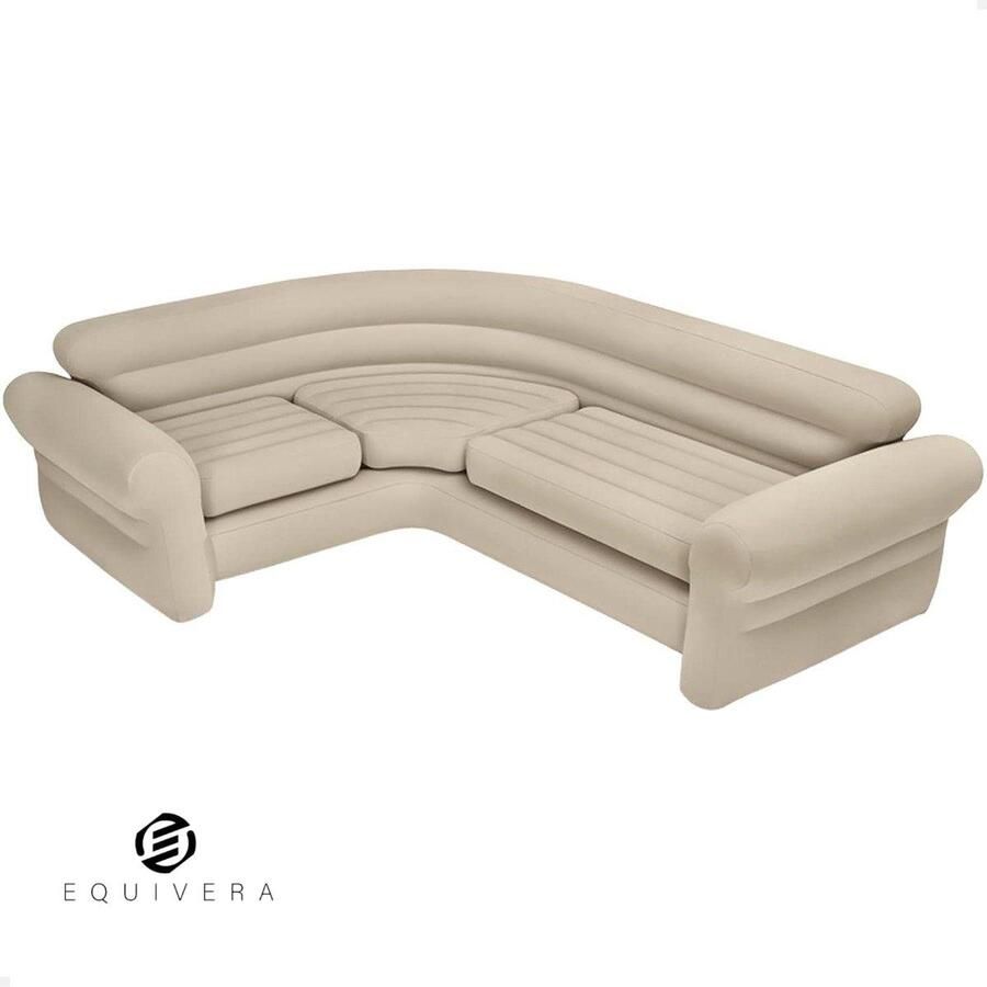 Equivera Hoekbank 257cm x 203cm x 76cm Grote Hoekbank met Chaise Longue Opblaasbare zetel