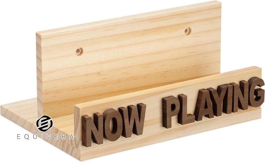 Equivera Houten houder voor LP's LP standaard of wandrek Tot 8 LP's NOW PLAYING design