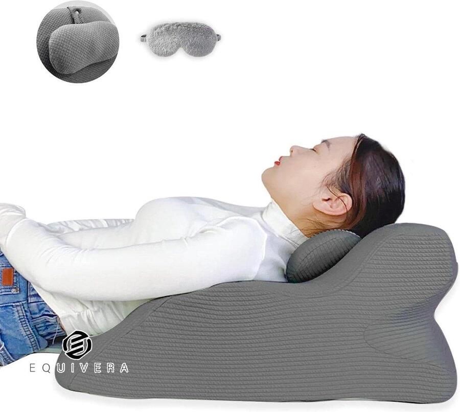 Equivera Leeskussen & wigkussen voor beenverhoging Reflux kussen voor comfortabel zitten slapen rust Multifunctioneel kussen voor bed bank. leeskussen