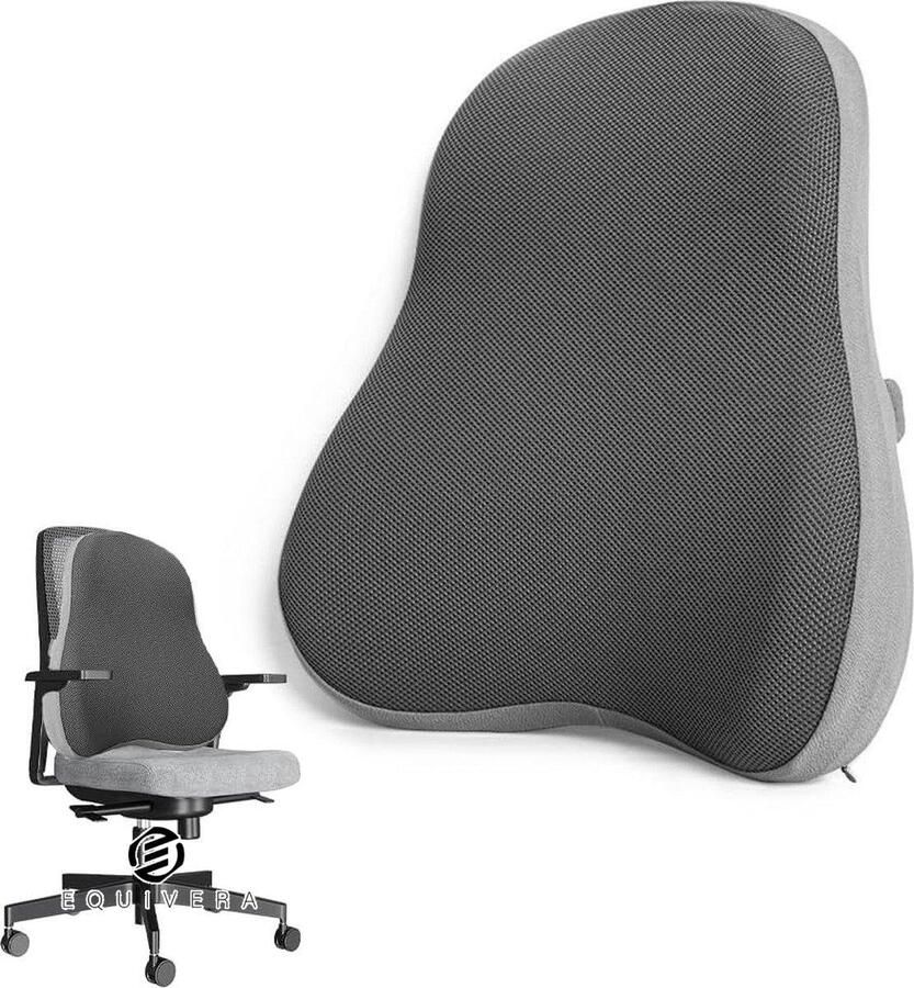 Equivera Lendensteunkussen van traagschuim met afneembare afdekking Rugkussen voor lendensteun Geschikt voor bureaustoel autostoel rolstoel Ter ondersteuning van de lendenwervelkolom