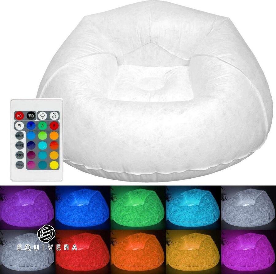 Equivera Opblaasbare LED Fauteuil Stoel Ø120x80cm Kleurverandering Draagbare Relax Luie Sofa Opblaasbare zetel