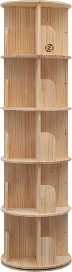 Equivera Roterende boekenkast Roterende boekenplank 360 graden display Vloerstaande boekenkast Opbergrek voor kinderen en volwassenen Multifunctionele boekenplankorganizer 5-laags