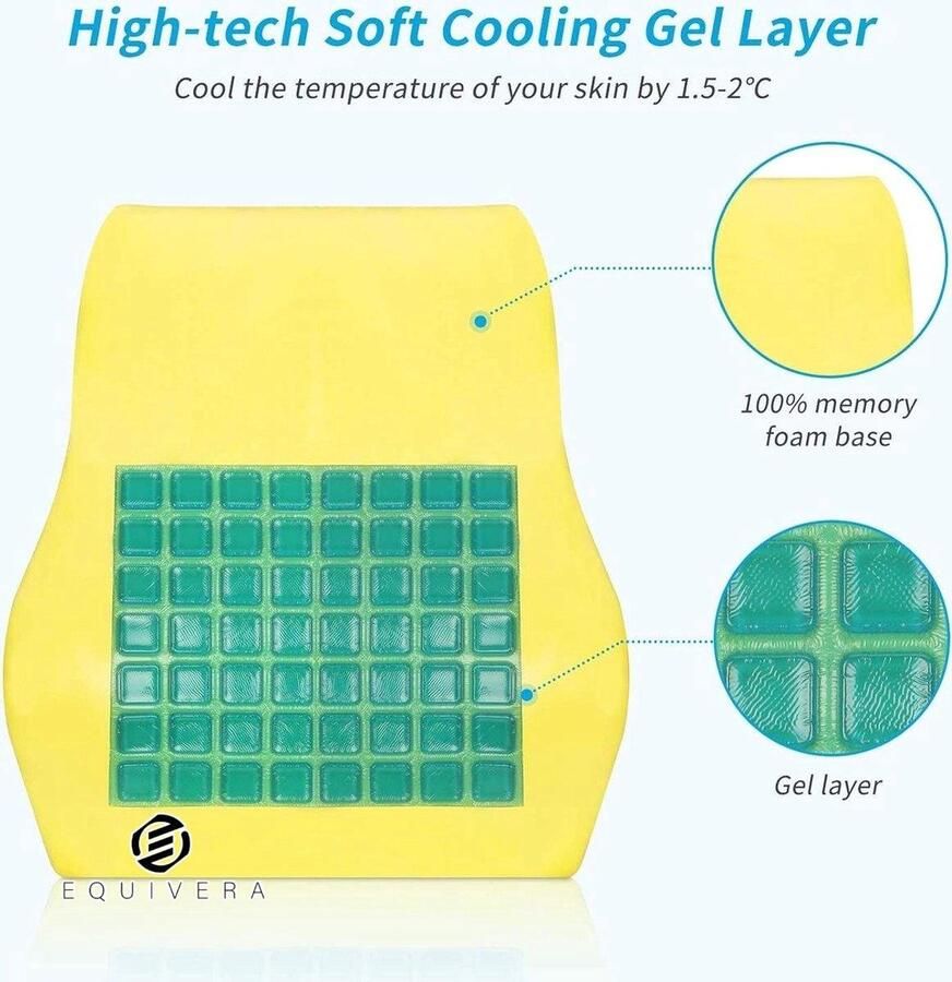 Equivera Rugsteunkussen van traagschuim voor bureaustoelen autostoelen rolstoelen gamingstoelen lage rugkussen met riem en draagtas
