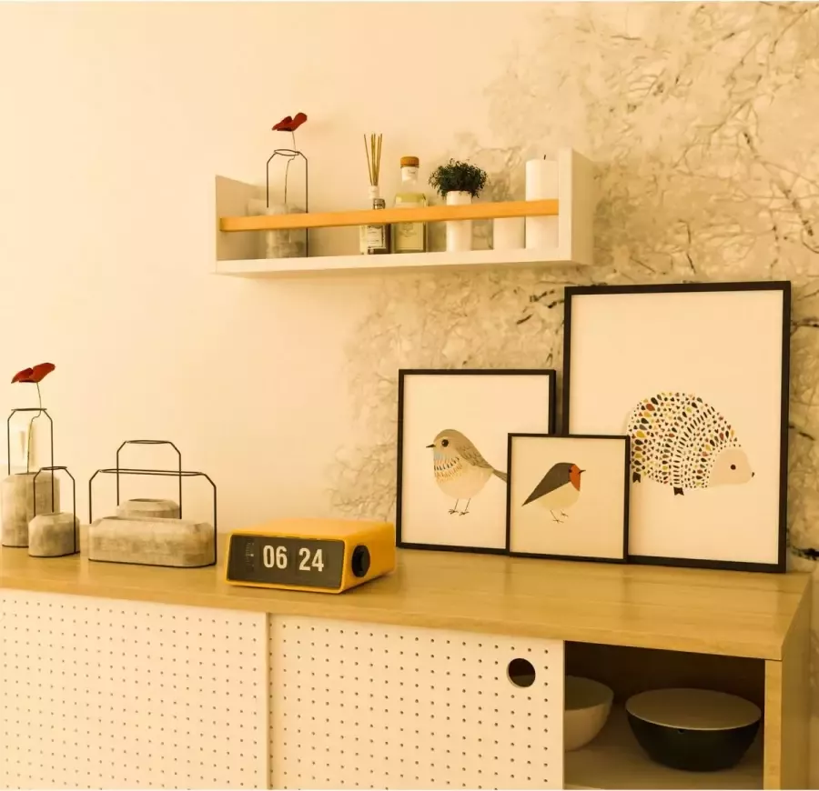 Era Decoratieve multifunctionele wandplank met houten latten handdoekhouder