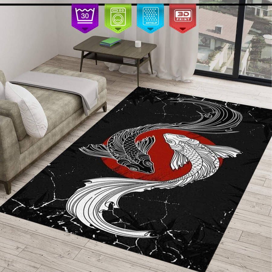 Era Huisdecoratie Koi Vis Tapijt Vis Tapijt Yin-Yang Tapijt Woonkamer Tapijt Modern Tapijt Design Tapijten Populair Tapijt Cadeau Voor Hem Antislip Tapijt 150x230 cm