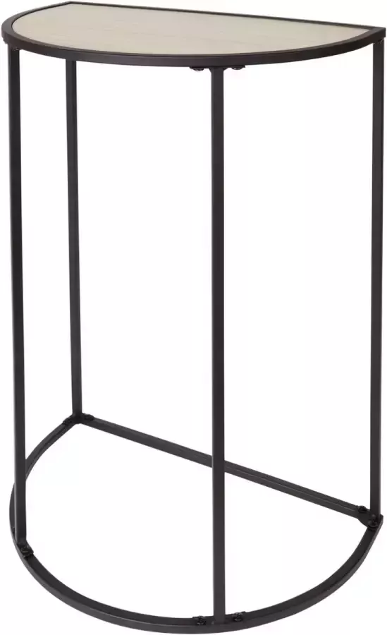 Erasmus Group Benelux Moderne Halfronde Bijzettafel Metalen Frame & MDF Tafelblad 3 kg Draagcapaciteit Zwart 38 x 24 x 58 cm
