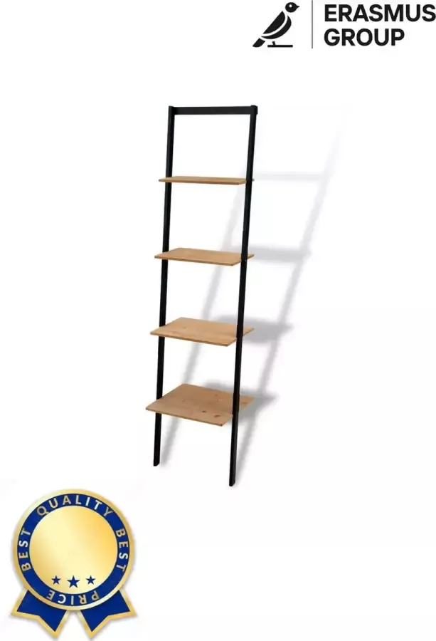 Erasmus Group Erasmus Industrieel Wandkast Hout & Metaal 4 Laags Decoratief Wandrek 42 x 40 x 170 cm