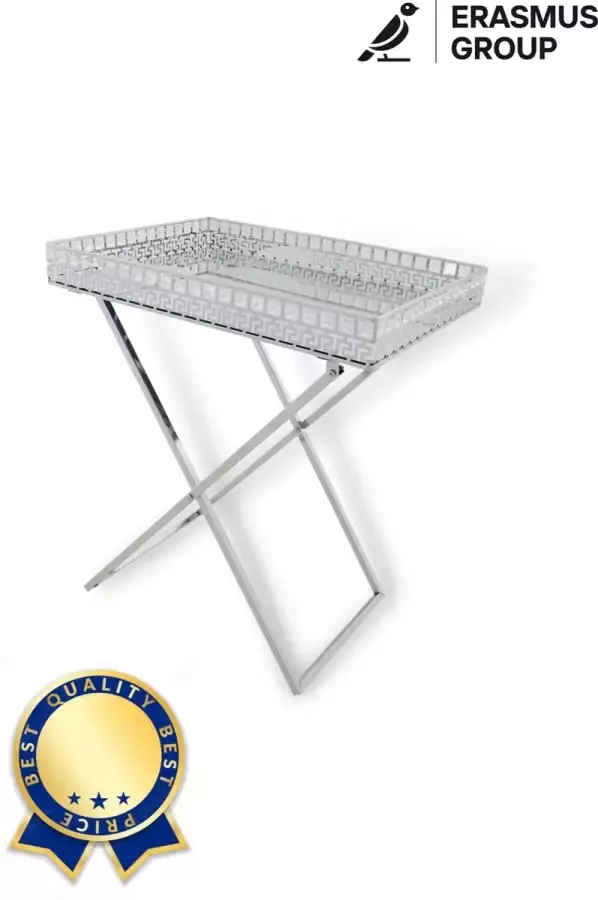 Erasmus Group Erasmus Luxe Bijzettafel Zilver Spiegel Modern Woondecoratie 46 x 34 x 54 5 cm