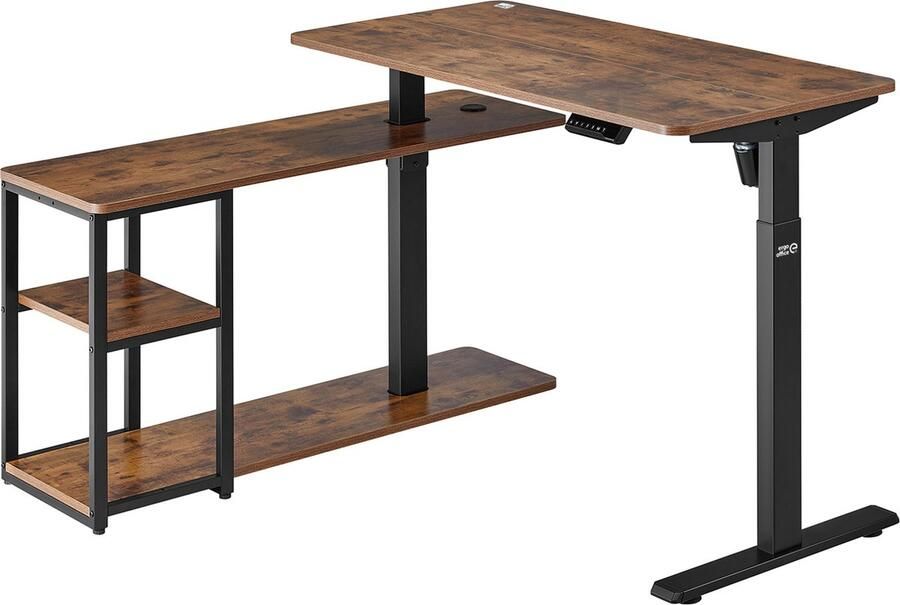 Ergo Office Bureau zit-sta Bureau Elektrisch hefbureau max. hoogte 121cm max. 70 kg Bruin