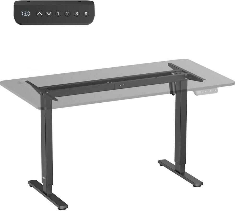 Ergo Office elektrisch in hoogte verstelbaar bureau max. hoogte 1160mm max 80 kg zonder tafelblad zwart ER-400 B