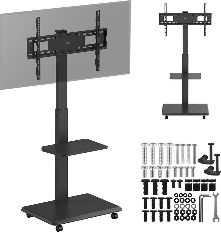 Ergo Office Ergo-Office TV-standaard trolley max. belasting 50kg 5kg plank max. VESA 600x400 ingebouwde contactdoos zwart ER-304 B