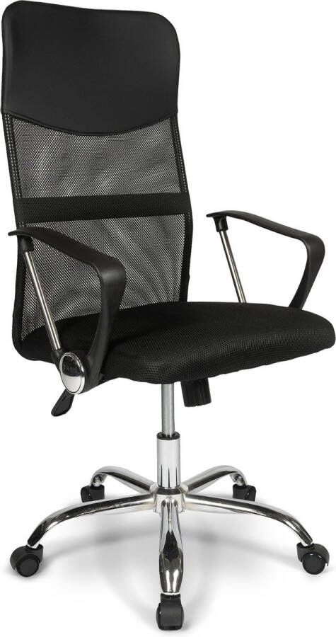 Ergodu Bureaustoel met Armleuningen Verstelbare Kantoorstoel met Draaiwieltjes Office Chair In Hoogte Verstelbaar Zwart - Foto 1