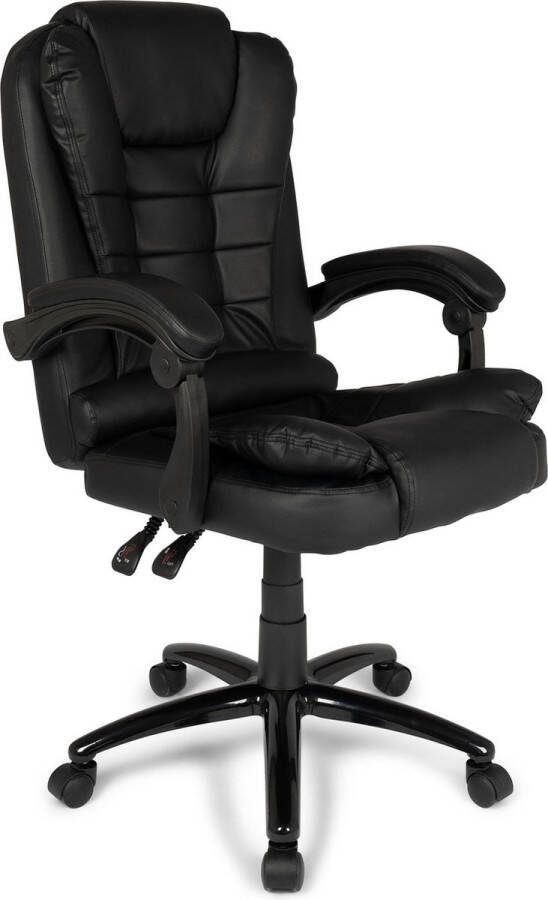 Ergodu Luxe Bureaustoel met Armleuningen Verstelbare Kantoorstoel met Draaiwieltjes Office Chair In Hoogte Verstelbaar Zwart - Foto 2