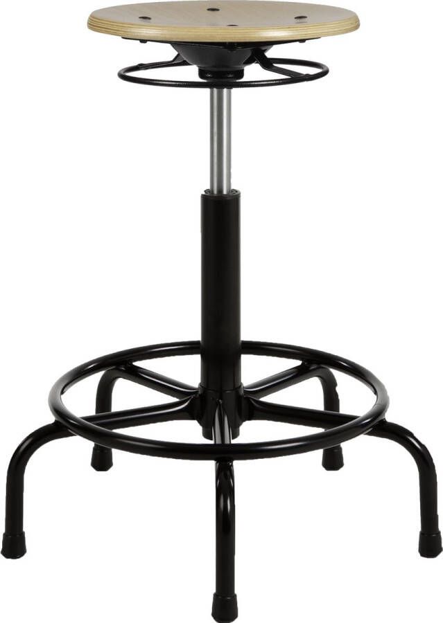 Ergofy Hoge Tabouret kruk met beukenhouten zitting vloerdoppen – spinvoet zwart