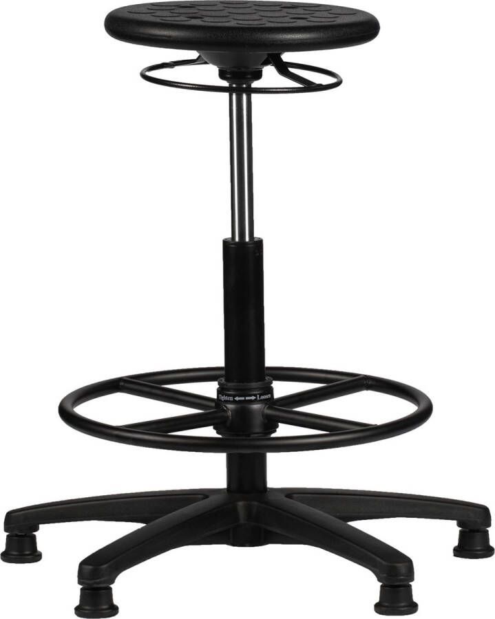 Ergofy hoge Tabouret kruk (PUR) met voetring – kruisvoet vloerdoppen