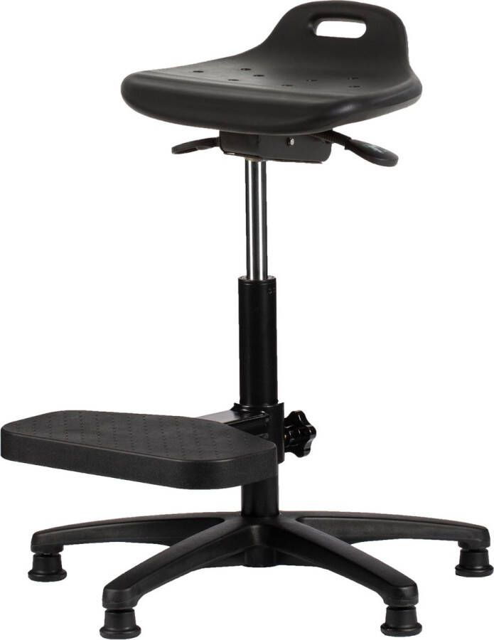 Ergofy Stahulp (PUR) -zwart onderstel voetenbank stakruk met lage rug