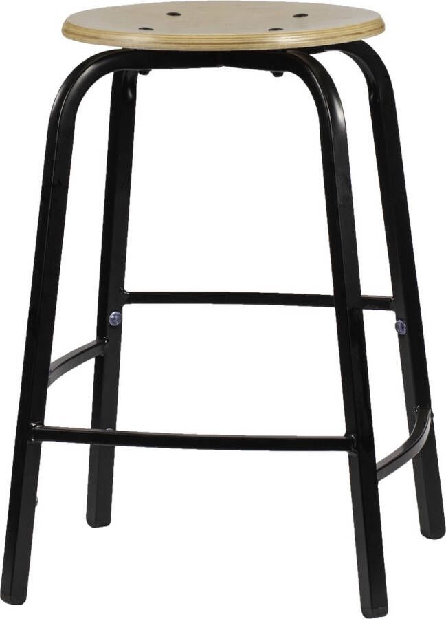 Ergofy Tabouret kruk hout met 4 poten – vaste hoogte 46 cm verspringende voetensteun