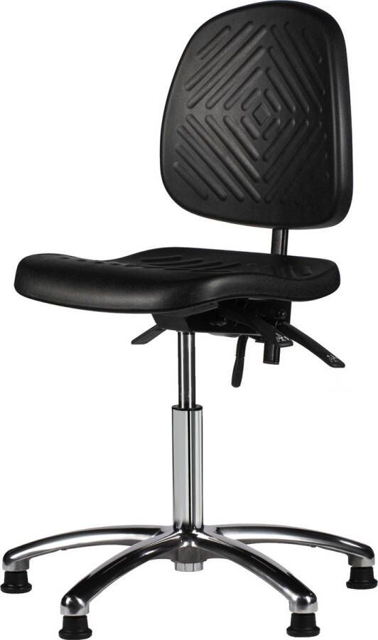 Ergofy werkstoel (PUR) standaard gasveer- hoge rugleuning Frame Chroom – vloerdoppen