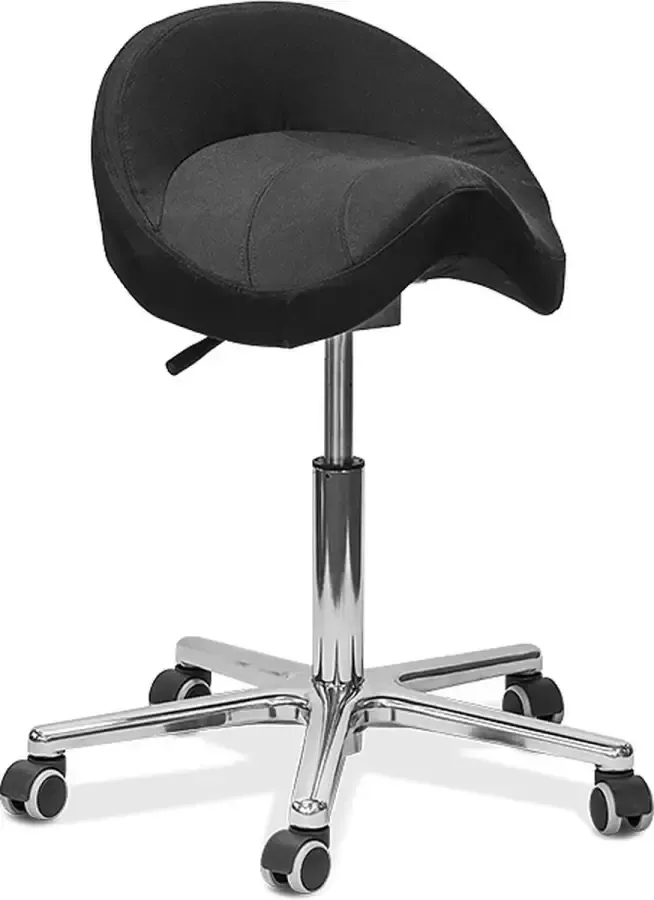 Ergoline ergonomische zadelkruk met rugsteun en vaste voet