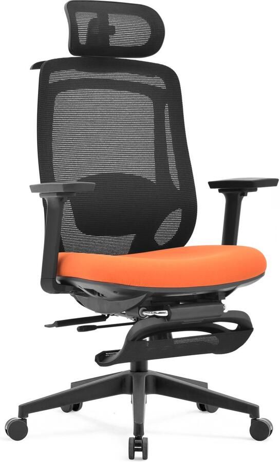 Ergolis Ergonomische Bureaustoel Met Voetsteun Zwart Oranje Office Chair Tot 150 kg Game Stoel Gaming Stoel Kantoor Stoel