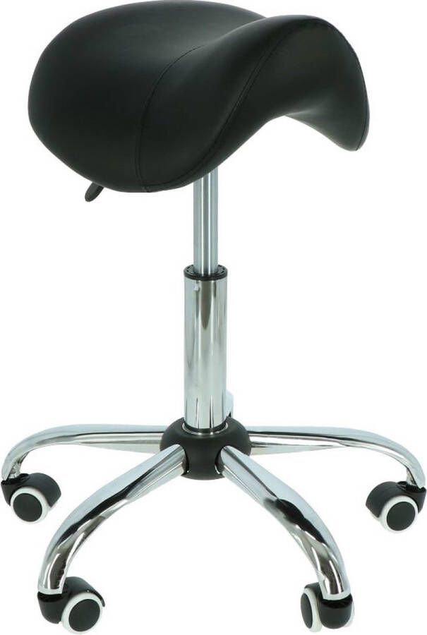 Ergolution Dunimed Kapperskruk Ergonomische Zadelkruk op Wielen Zadelstoel In Hoogte Verstelbaar Zwart