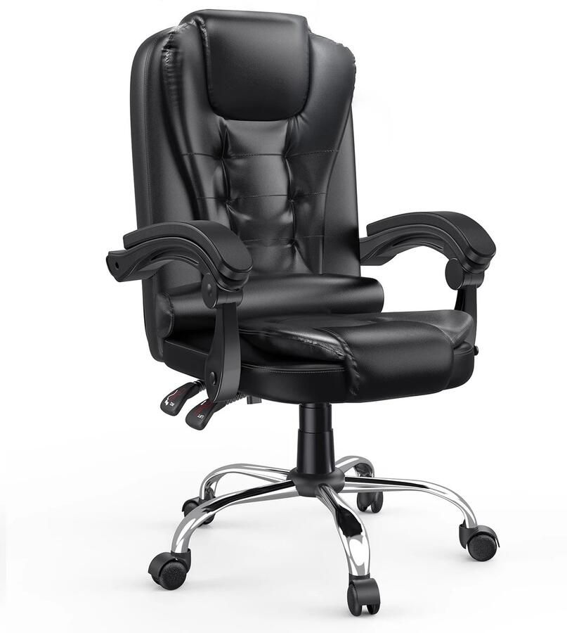 Ergonomische Bureastoel Paco Goederen Ergonomsiche bureaustoel In hoogte verstelbaar draaistoel Stabiel Duurzaam Zwart- Office chair Gamingstoel Comfort Kantoor of studeerkamer