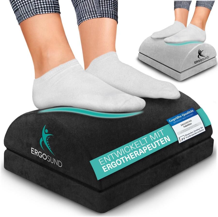 ERGOSUND Voetenbank [TESTWINNAAR] Premium schuimkern in hoogte verstelbare voetenbank [antislip] Ergonomische voetenbank bureau thuiskantoor accessoires voetenbank