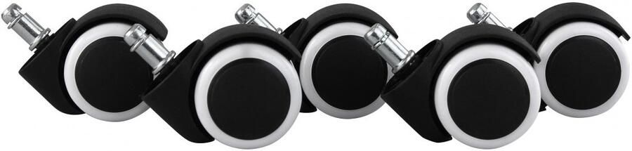 Ervesto 5er Set geremde wielen voor bureaustoel Zwart Wit 11mm 50mm diameter harde vloeren wielen zwenkwielen